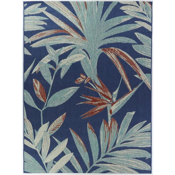 Multi 2 x 3 Palm Doormat 2 ft. x 3 ft. Geometric Contemporary Indoor/Outdoor Patio Kitchen Area Rug