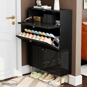Black MDF Shoe Storage Cabinet (24-Pair)