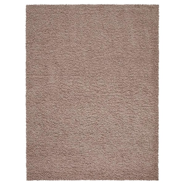 Ottomanson Contemporary Solid Beige 5 ft. x 7 ft. Shag Area Rug