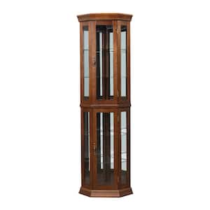 21.5 in. W x 16 in. D x 69.75 in. H Brown MDF Linen Cabinet with Lights and Adjustable Shelves