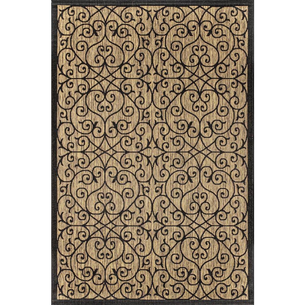 Madrid Vintage Boho-Chic Black/Khaki Flatweave 4x6 Area Rug