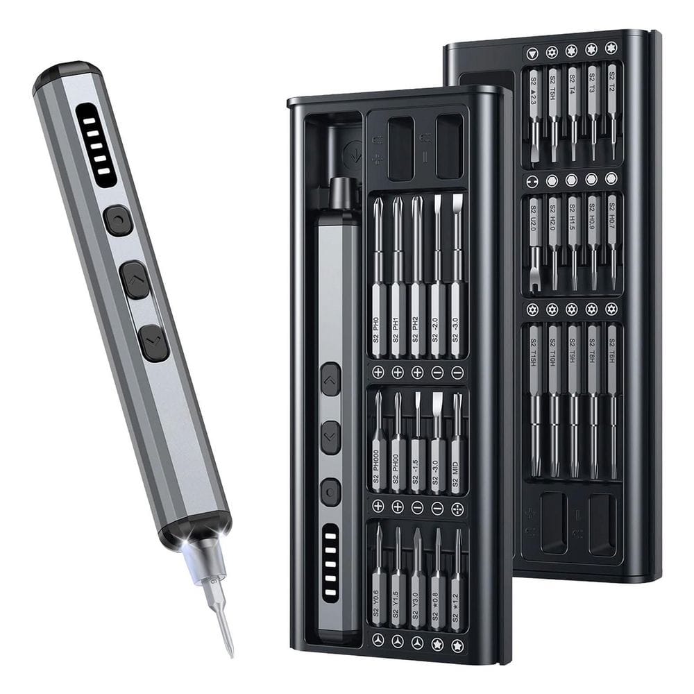 Cordless Precision Electric Screwdriver 38-in-1 Bit Set 5 Torque Settings Gray Insulated Hand Tool Kit price history on PriceWatchPro