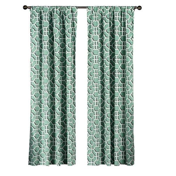 Creative Home Ideas Semi-Opaque Lenox 100% Cotton Extra Wide 96 in. L Rod Pocket Curtain Panel Pair, Teal (Set of 2)