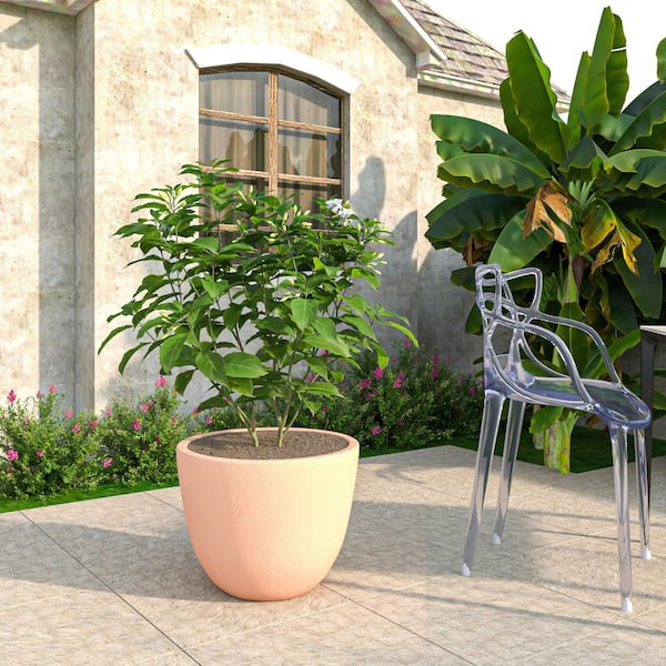 Leisuremod Dahlia Modern 21.5 in. Terracotta Fiberstone and Clay Tapered Round Planter for Indoor and Outdoor