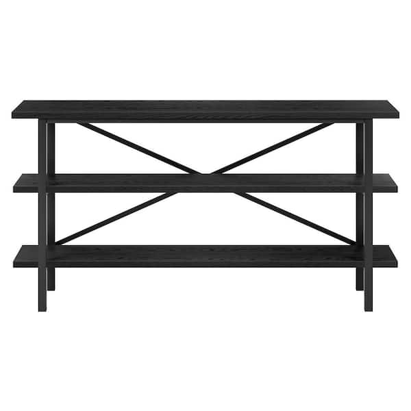 Holloway Wood 58 in. TV Stand in Black Grain