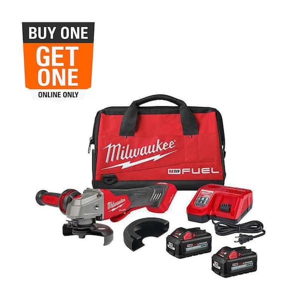 M18 FUEL 18V Lithium-Ion Brushless Cordless 4-1/2 in./5 in. Braking Grinder Kit w/Paddle Switch & (2)6.0 Batteries