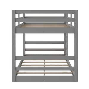 Low and Durable Gray Twin Over Twin Bunk Bed with Ladder