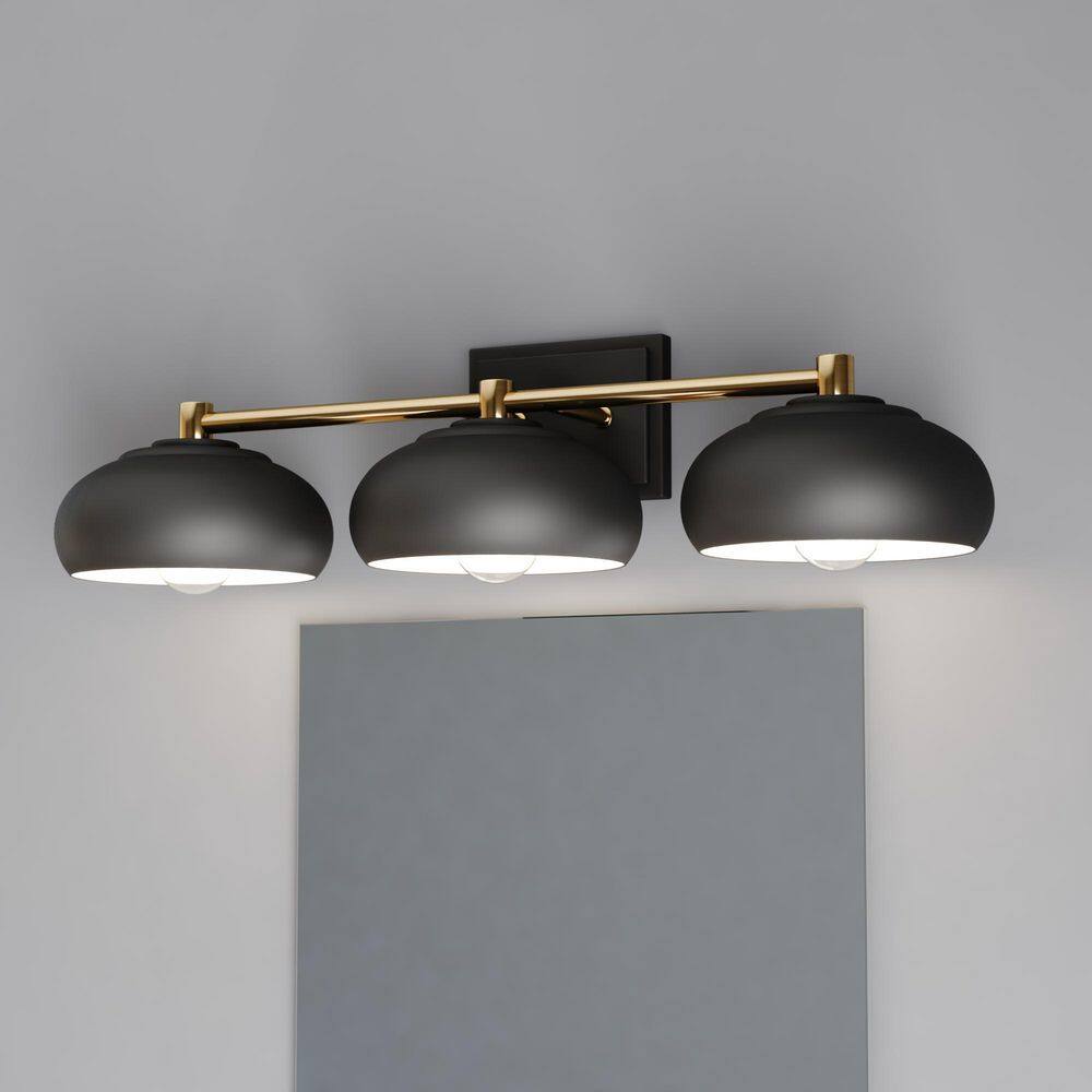 Belmont Dimmable Outdoor 27.5" Black and Brass Vanity Wall Light