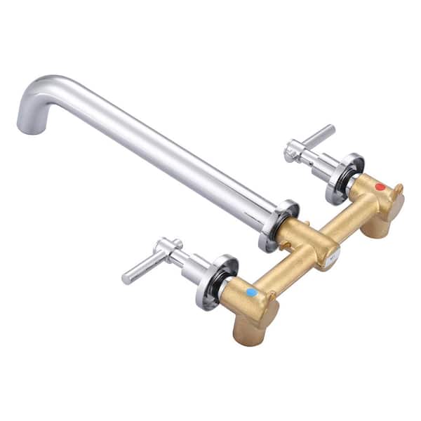 2-Handle Wall Mount Roman Tub Faucet with High Flow Rate and Long Spout in. Polished Chrome