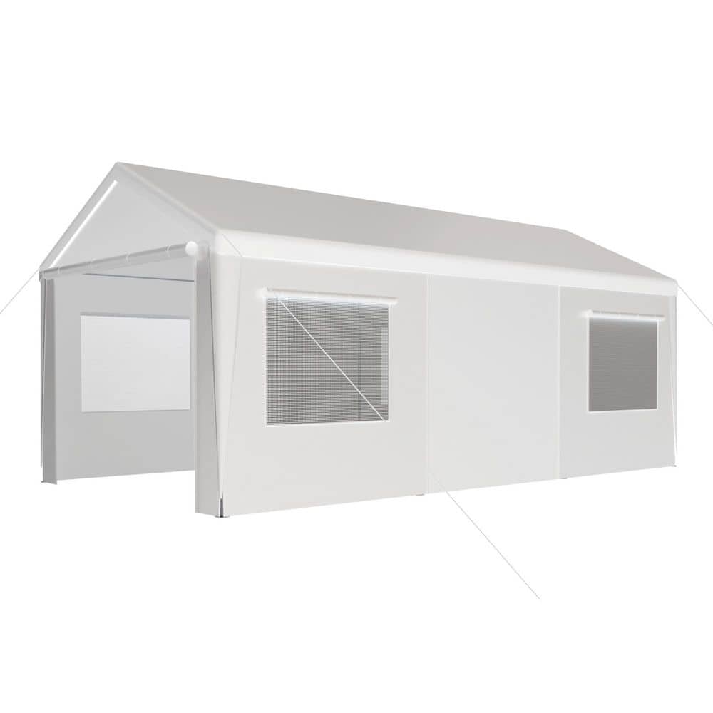 13 ft. D x 20 ft. W Outdoor Carport, White PE Portable Car Canopy price history on PriceWatchPro