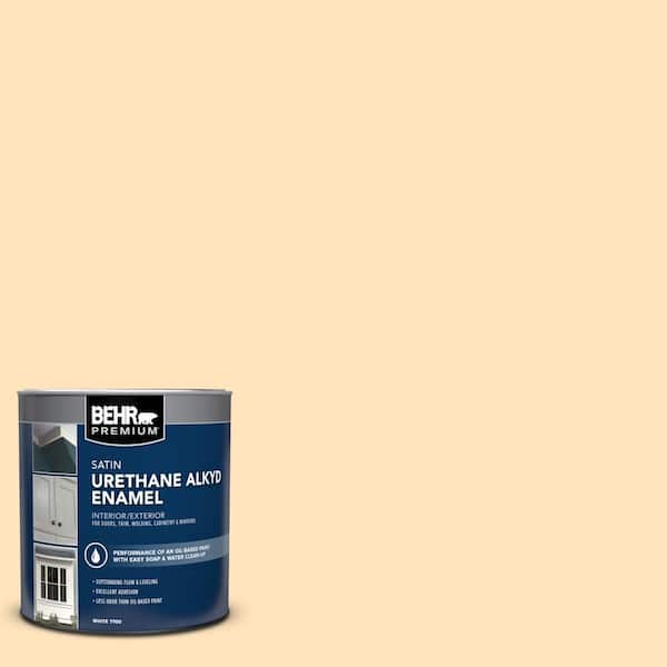 BEHR PREMIUM 1 qt. #P240-1 Cheese Powder Satin Enamel Urethane Alkyd Interior/Exterior Paint