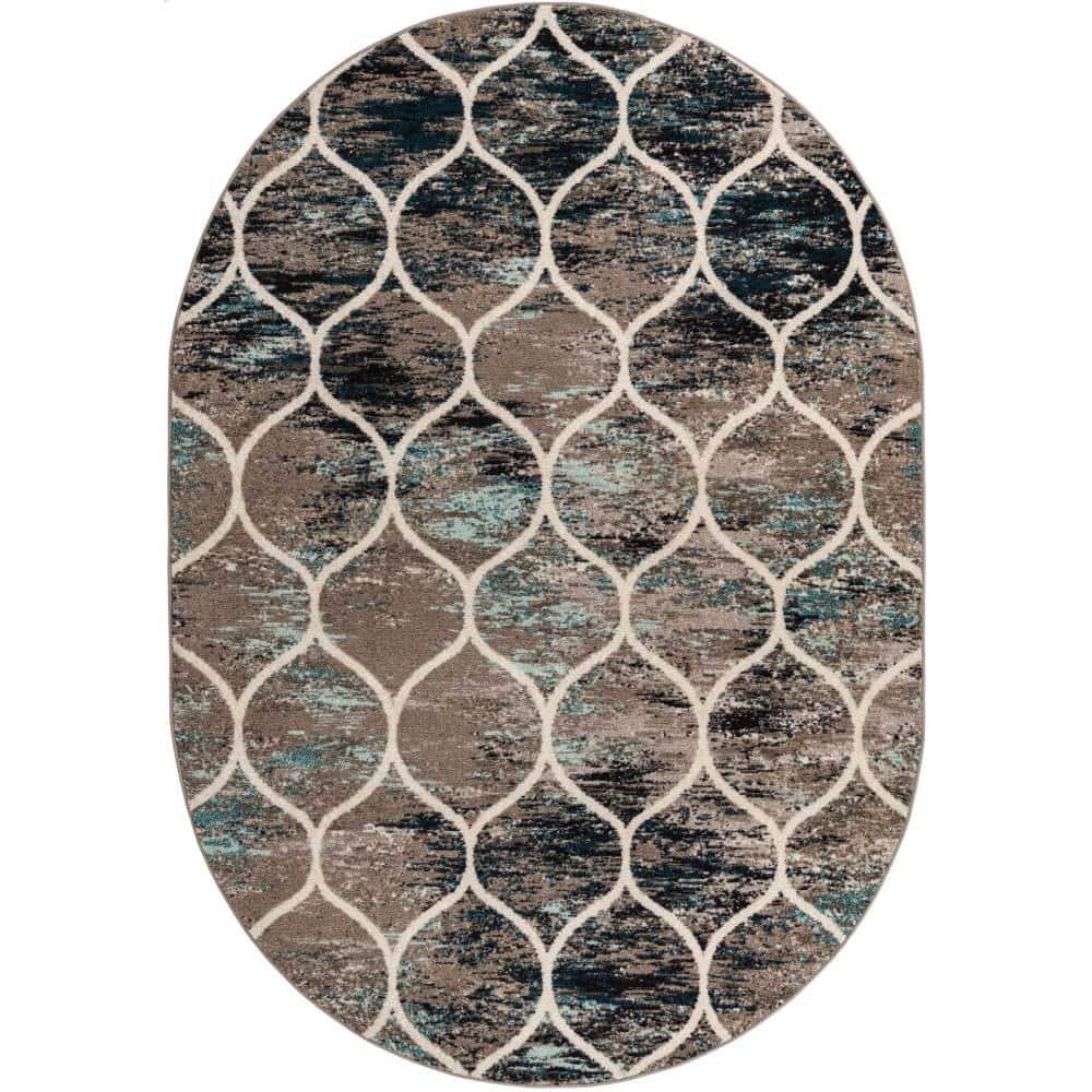 Trellis Frieze Rounded Blue Multi 7 ft. 1 in. x 10 ft. Area Rug price history on PriceWatchPro