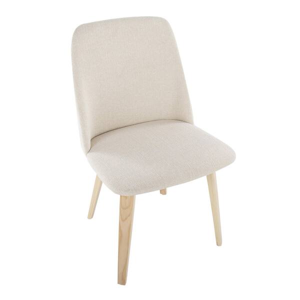 Lumisource Toriano Cream Fabric and Natural Wood Side Dining Chair 