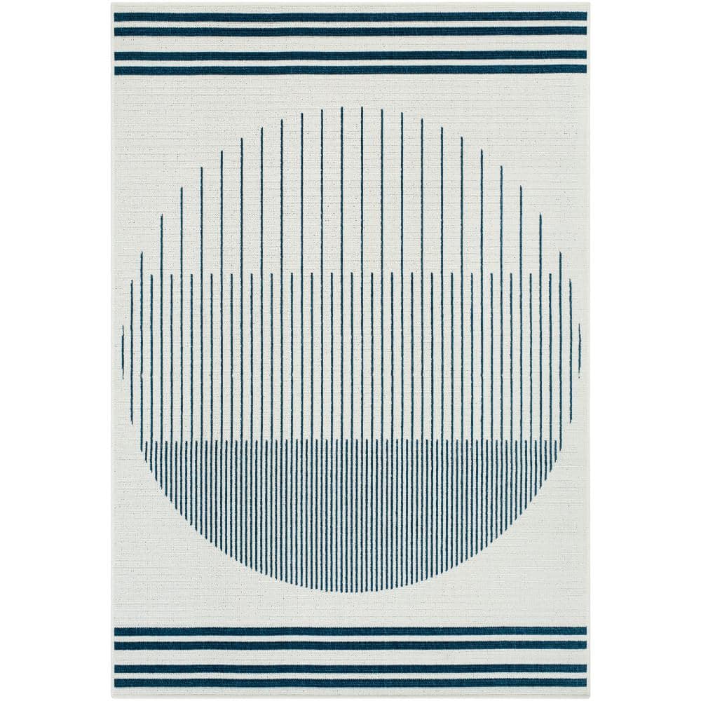 Livabliss Alfresco Blue/Off white Abstract 4 ft. x 6 ft. Indoor/Outdoor ...