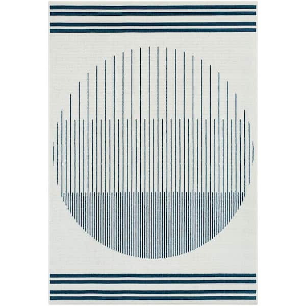 Alfresco Blue/Off white Abstract 4 ft. x 6 ft. Indoor/Outdoor Area Rug