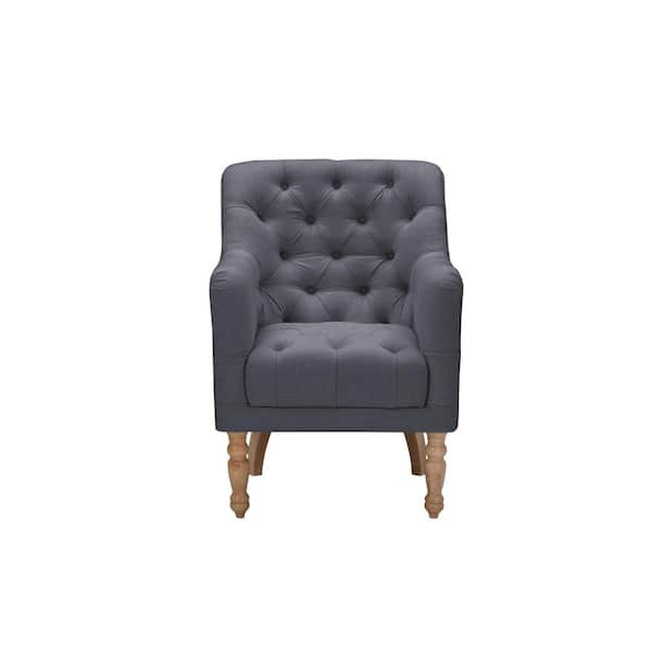 Rustic Manor Ansel Dark Grey Upholstered Linen Accent Arm Chair With Button Tufted