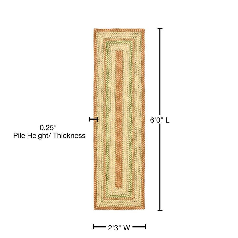 Ivory Braided Synthetic 27'' Easy Care Reversible Runner Rug
