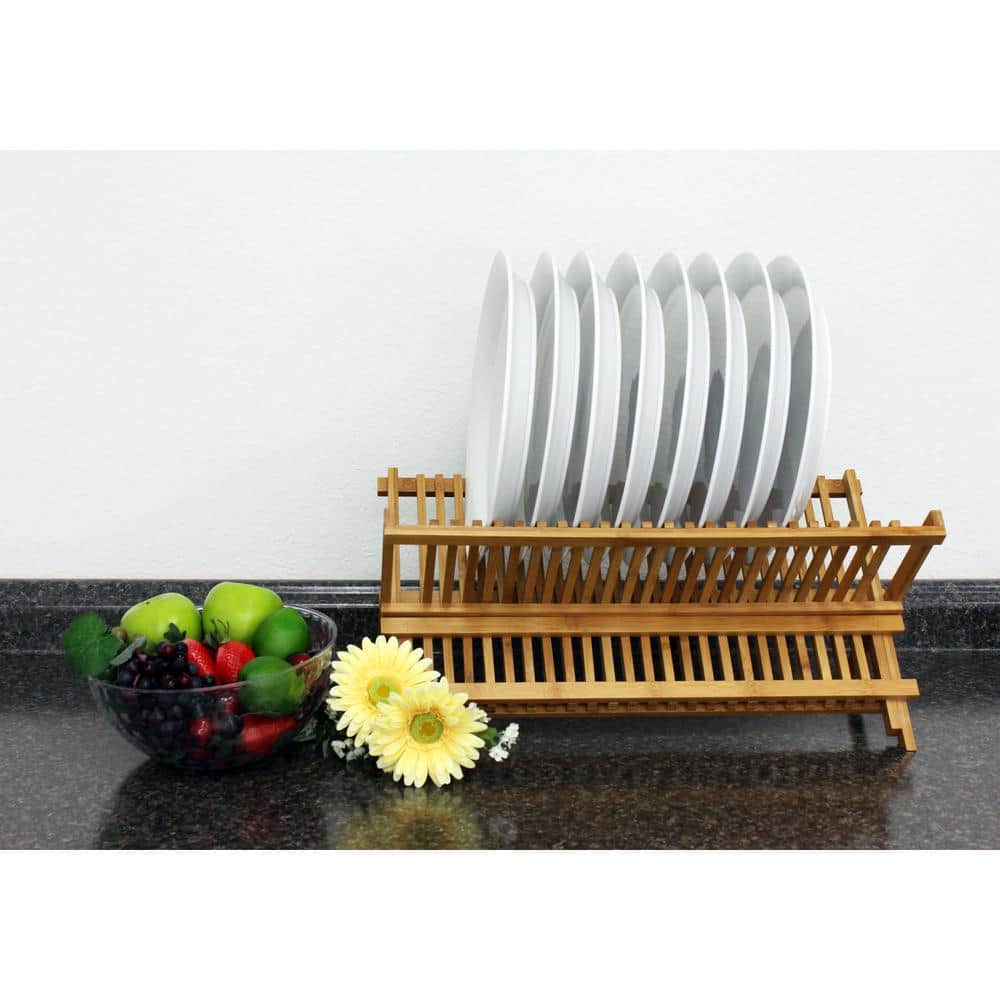 20" Natural Bamboo Foldable Dish Rack