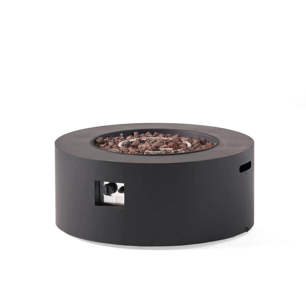 32 in. W 40,000 BTU Round Outdoor Propane Gas Fire Pit Table in Dark Grey