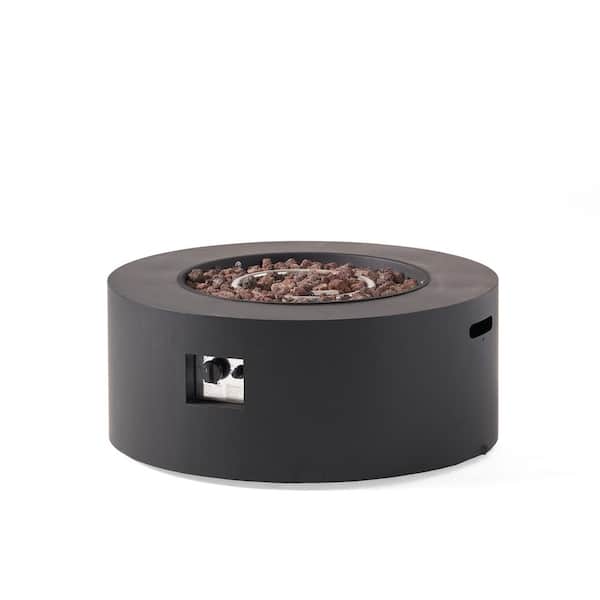 32 in. W 40,000 BTU Round Outdoor Propane Gas Fire Pit Table in Dark Grey