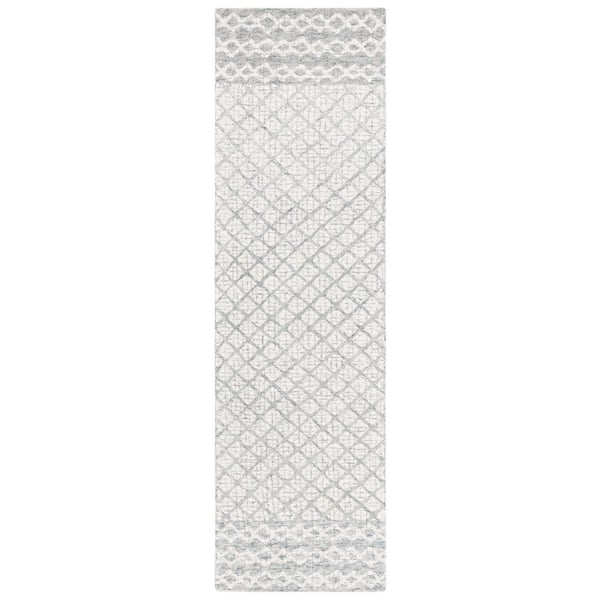 SAFAVIEH Abstract Gray/Ivory 2 ft. x 8 ft. Geometric Distressed Runner Rug