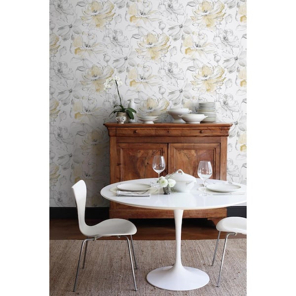 York Wallcoverings Floral Dreams Yellow Paper Strippable Roll
