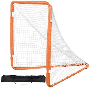 Lacrosse Goal 4 ft. x 4 ft. Small Kids Lacrosse Net Folding Portable Lacrosse Goal with Carry Bag in Orange