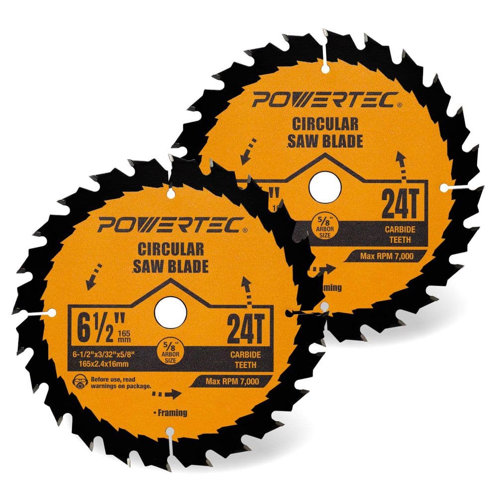 6-1/2 in. x 24-Tooth, 5/8 in. Arbor, 3/32 in. Kerf, Carbide-Tipped Circular Saw Blade / Track Saw Blade for Wood (2PK) price history on PriceWatchPro