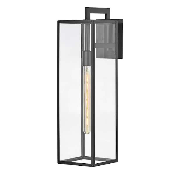 Max 1-Light Black Hardwired Outdoor Wall Lantern Sconce