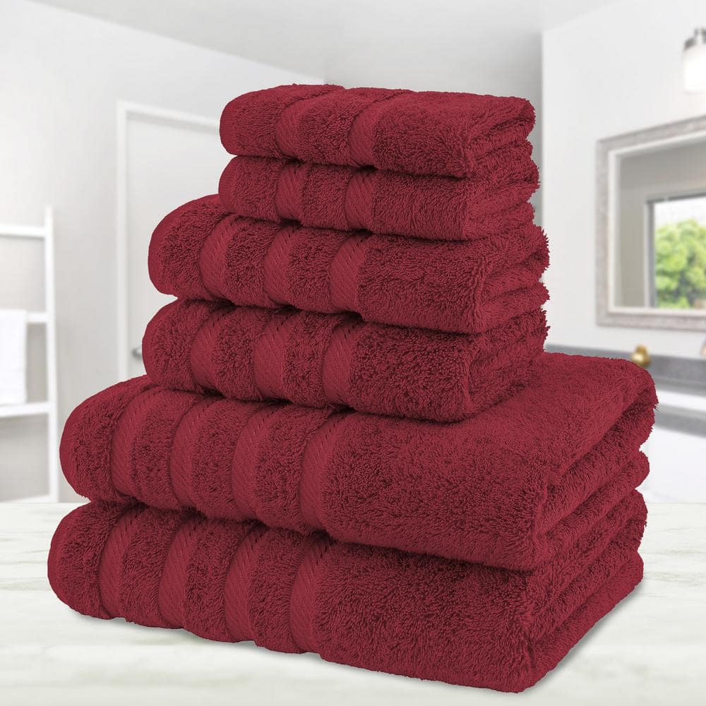 Bordeaux Red Turkish Cotton 6-Piece Towel Set