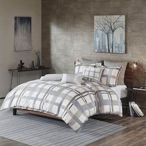 Camila Grey 26 in. x 26 in. Cotton Quilted Euro Sham