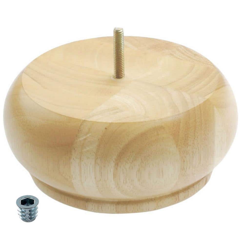 Unfinished Solid Hardwood Round Bun Foot Sofa Leg