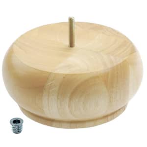 3 in. x 6-3/4 in. Unfinished Solid Hardwood Round Bun Foot