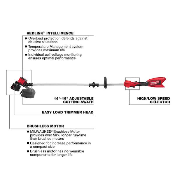 Milwaukee 2828-20-2727-20 M18 18V Lithium-Ion Brushless Cordless String Trimmer with M18 FUEL 16 in. 18V Lithium-Ion Chainsaw (2-Tool) - 2