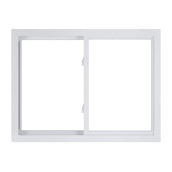 American Craftsman 48 in. x 36 in. 70 Series White Sliding Low-E Argon Glass Right-Hand Vinyl Fin with J Window, Screen Incl