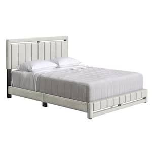 Senata Upholstered Linen Platform Bed, Queen, Beige