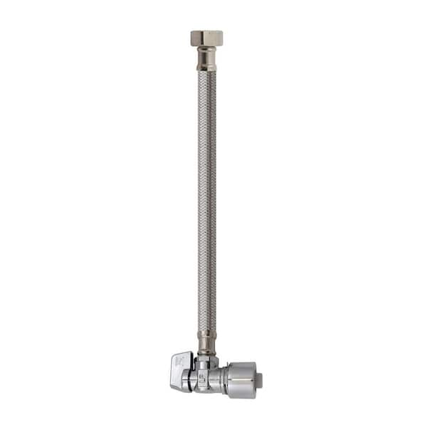 KEENEY 5/8 in. x 12 in. Quick Lock Stainless Steel Faucet Supply Line With Quarter Turn Valve