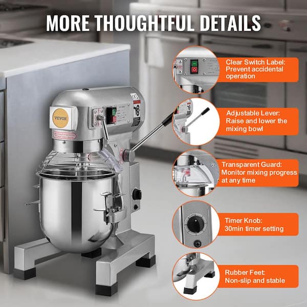 VEVOR Commercial Food Mixer 14 qt. L 3-Speed Adjustable Speeds 550