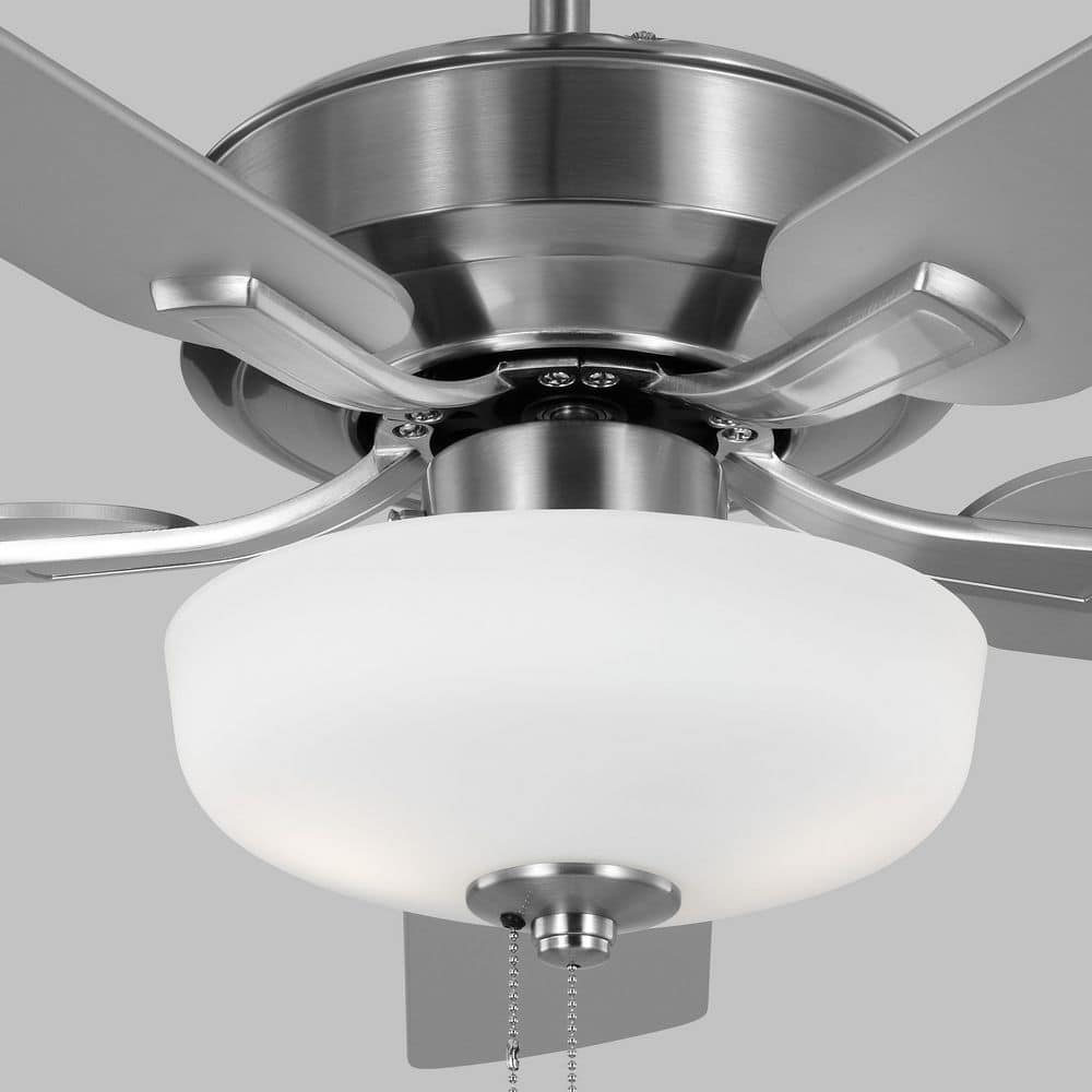 Linden 52" Brushed Steel Ceiling Fan with Matte White Glass Light Kit
