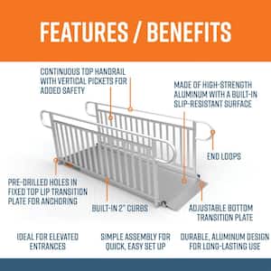 GATEWAY 3G 8 ft. Aluminum Solid Surface Wheelchair Ramp with Vertical Picket Handrails