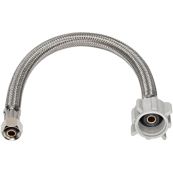 Homewerks Worldwide 3/8 in. Flare x 7/8 in. BC x 12 in. Toilet Supply Line Braided Stainless Steel