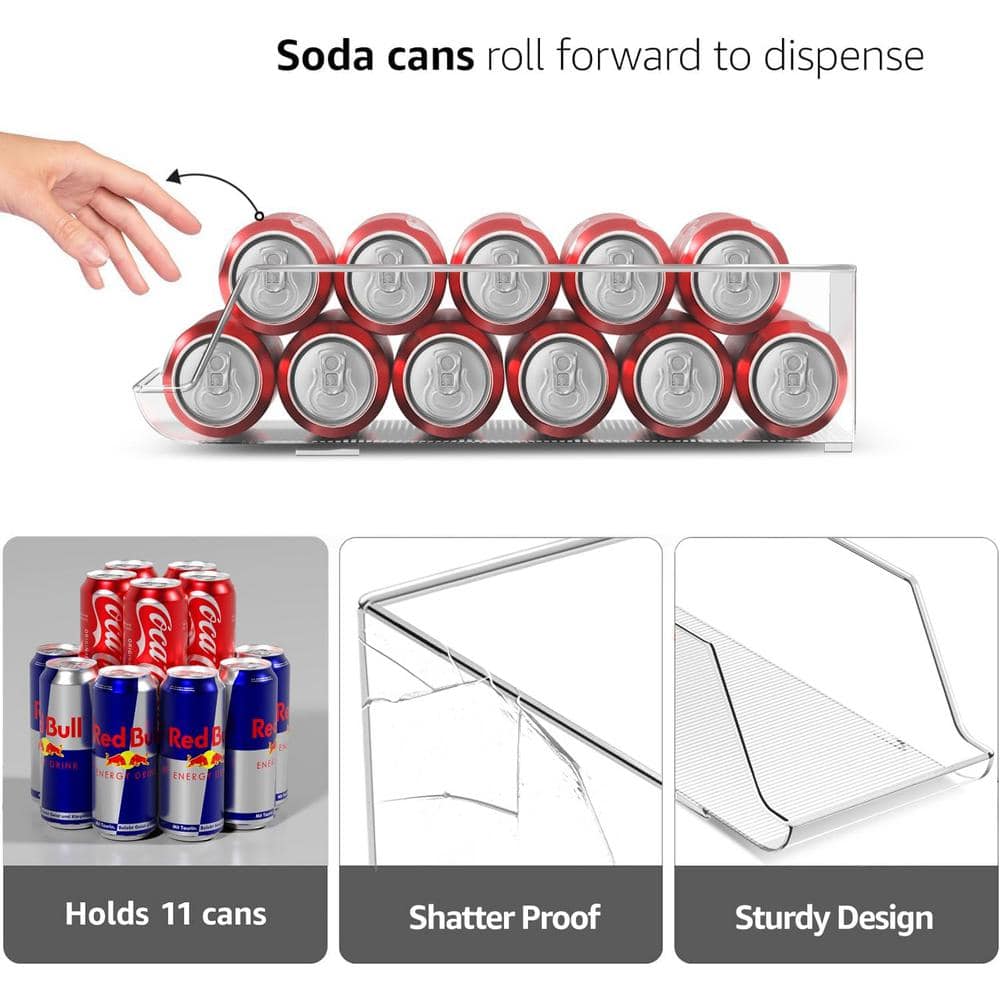 Clear Slim Plastic Soda Can Organizer with Lid, Set of 2