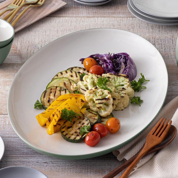 Colorwave Green 16 in. (Medium Green) Stoneware Oval Platter