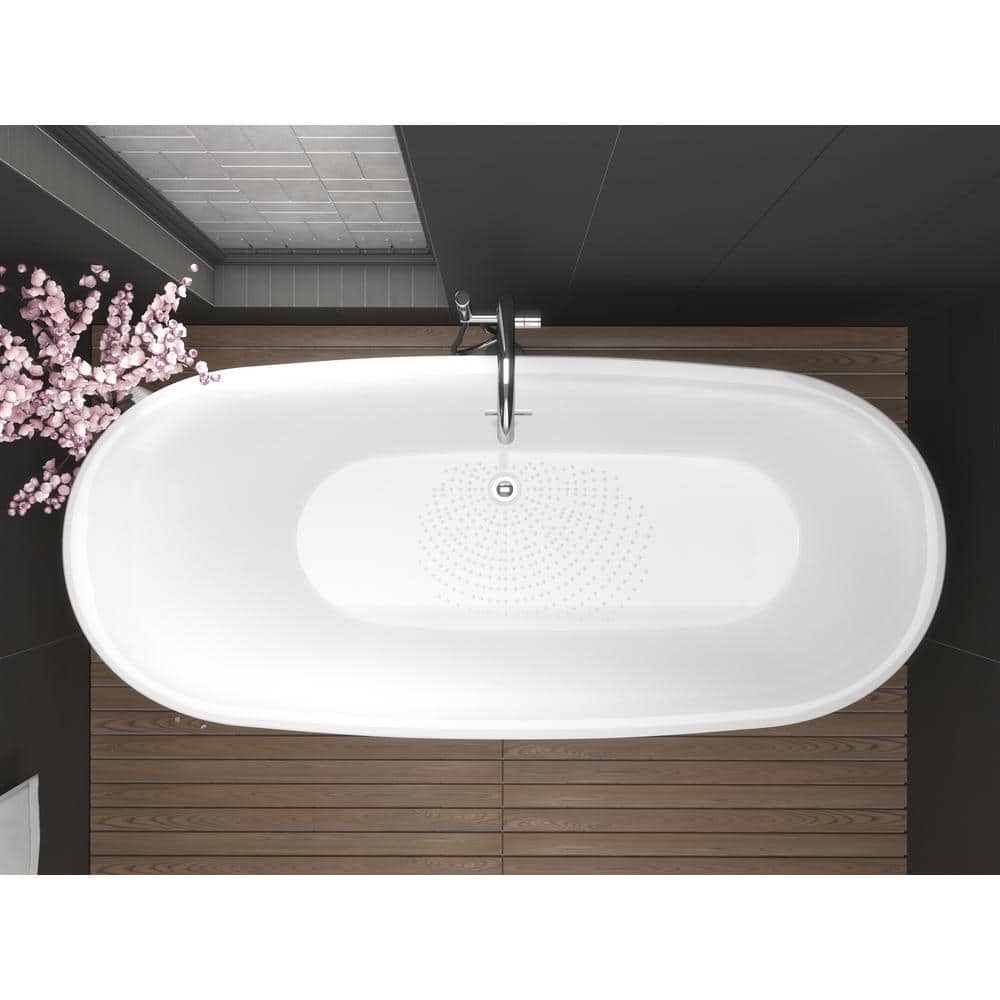 67'' White Acrylic Freestanding Soaking Bathtub
