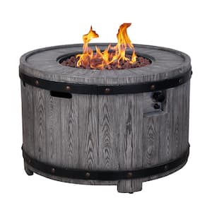 50000 BTU 36 in. Faux Wood Grain Outdoor Gas Fire Pit Table Magnesium Oxide Fire Pit with Fire Pit Cover