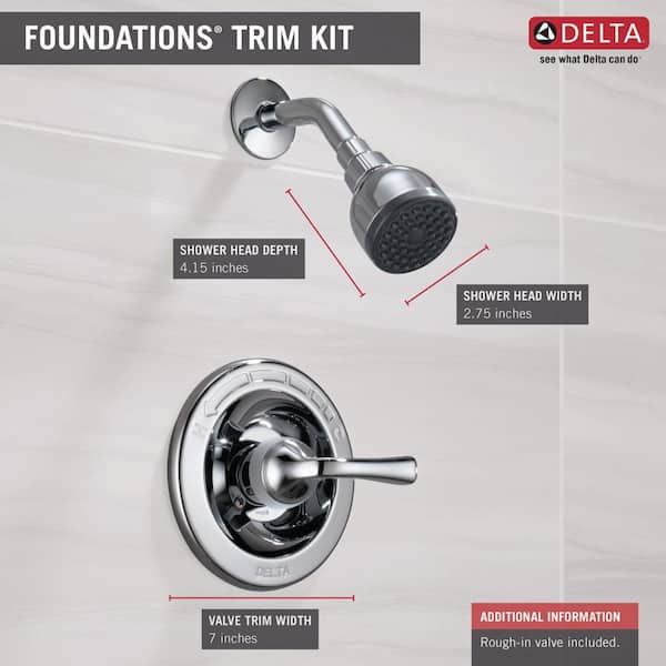 Delta Foundations Single-Handle 1-Spray Shower Faucet in Chrome Valve Included 