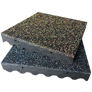 Eco-Safety 3 in. x 19.5 in. W x 19.5 in. L Blue/White Speckled Interlocking Rubber Flooring Tiles (5.25 sq. ft.) (2PK)