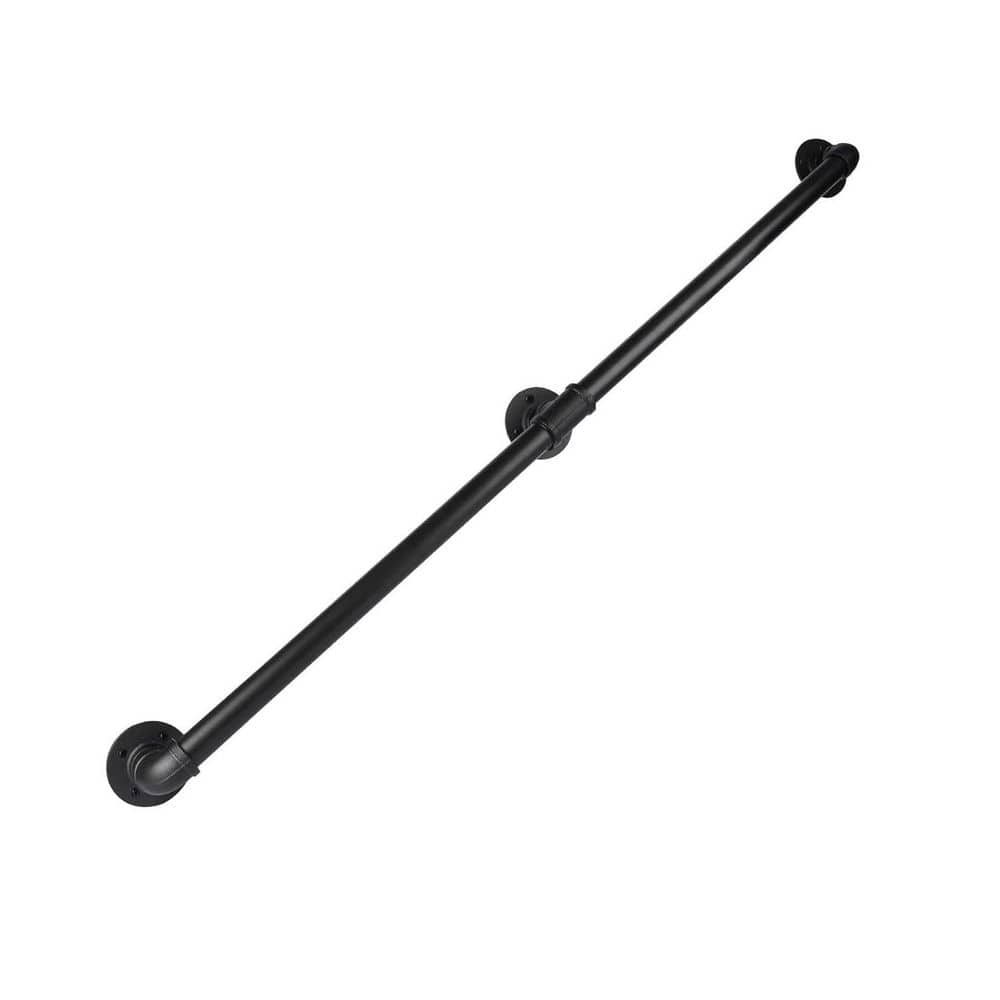 8 ft. Metal Staircase Handrail Black Galvanized Iron Hand Rail Indoor Outdoor Wall Mount Safety Handle Steps Baluster price history on PriceWatchPro