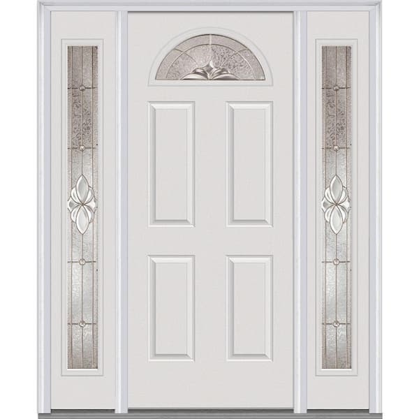 MMI Door 64.5 in. x 81.75 in. Heirlooms Left-Hand 1/4-Lite Decorative Painted Fiberglass Smooth Prehung Front Door with Sidelites