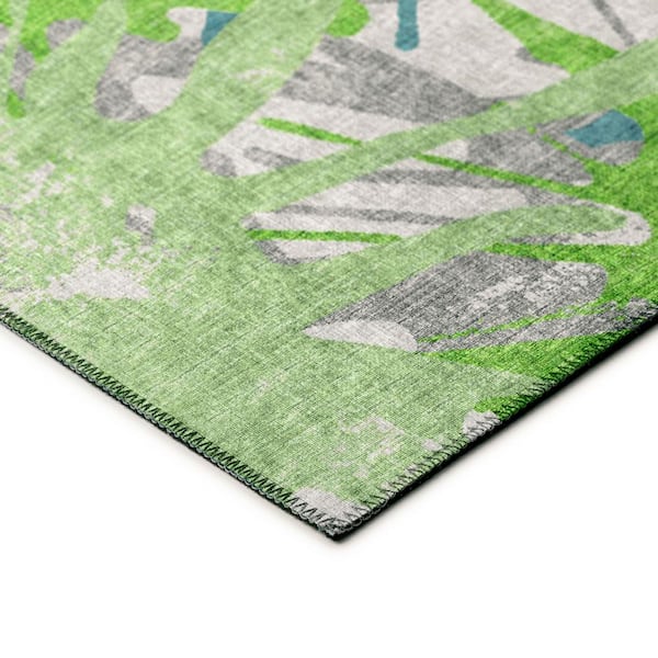 Bravado Green 8 ft. x 10 ft. Geometric Indoor/Outdoor Washable Area Rug